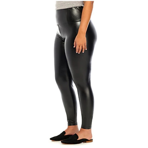 Wonderly Plus Size Faux Leather High Rise Leggings - Picture 3 of 4